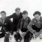 Chris Neat, Keith Merrifield, Richard Bennett, Tony Williams February 1955 on Bodmin Moor. Photo courtesy of Chris Hicks.