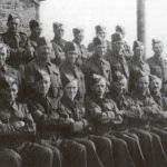 Bolventor Homeguard: Front Row: 1st left Joe Janes, 2nd left Les Chegwyn, 3rd left Frank Sleep, 7th left George Smeeth. Middle Row: 3rd left Tommy Hooper (alias, Blackbird), 2nd right Norman Hooper. Back Row: Arthur Stevens, 5th left Sam Sleep. Bolventor Homeguard