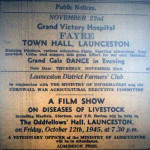 Grand Victory Hospital fayre advert from October 1945.
