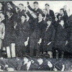 Launceston College boys cheer on the schools minister in December 1931.