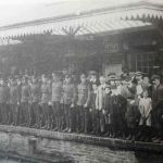 Members of the D.C.L.I. await a train to take them off to war. It is believed this contingent were heading for India.