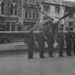 Hurricane being guarded in Launceston Town Square during the Wings for Victory, June 14th, 1943. Hurricane being guarded in Launceston Town Square during the Wings for Victory, June 14th, 1943.