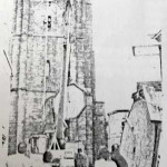 The removal of St. Marys Church Clock for refurbishment in 1987.