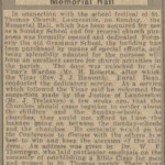 St. Thomas Memorial Hall Article from 1922.
