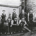 Staff of T.W. Bate c.1905.  Left to right standing Arthur Callard, unknown, unknown, H.T. Bate, unknown, Sam Box. Seated: Dicky Harris, Jimmy Giffard, Joe Walter.