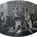 The Duke of Cornwall gives the salute at the laying of the war memorial foundation stone in May 1921
