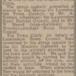 Western Morning News article from November 5th 1943 on the Launceston Wings for Victory.