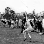 Launceston College Sports Day 1959. Tony Hendy throwing the javelin watched by Dick Harries, Bert Wilmott, Marcel Ellacott, 'Jake' Julyan, Joe Lawrence. Photo Courtesy of Chris Hicks