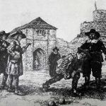 A Spence engraving of George Fox reproving bowlers on the Castle Green for spending their time so vainly.