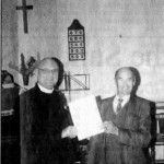 Amos Marshall being given a certificate by Rev. Bob Dunstone marking his 40 years as a preacher at Copthorne in 1992. Amos Marshall being given a certificate by Rev. Bob Dunstone marking his 40 years as a preacher at Copthorne in 1992.
