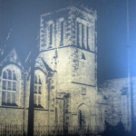 Launceston Guildhall floodlit in 1937.