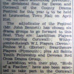 Lawhitton Drama Group article in 1956.