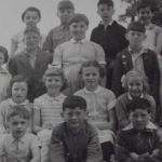 Lawhitton School in 1957. Back row Betty Screech, Chris Stanbury Ray Prout, Yvonne Hutchings Next row Sheila Prout, Roy Martin, Brenda Burt, ? Pat Perkin Next row Ruth Lancaster Linda Coombe, Rhona Cowling ,Monica Zepnick. Front row David Measey, Doug Smith, Anthony Parsons. Photo courtesy of Norman Lancaster.