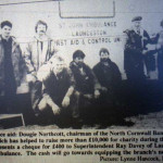 North Cornwall Bangers present Launceston St. John Ambulance Brigade with a cheque in 1993.