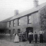 Rebecca, Richard and Richard junior Pearce at Tebullett carpenters shop in 1910.