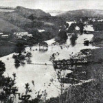 A flooded Tamar Valley at Greystone Bridge in November 1929.
