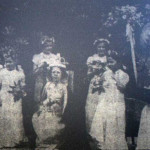 South Petherwin Fete Rose Queen Deirdre Ackroyd being crowned by Mrs.Lennard in July 1954