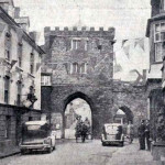 The Southgate in December 1937 decorated for the visit of King George VI. Launceston's Southgate in December 1937 decorated for the visit of King George VI.