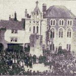 The dedication of the war memorial by the Lord-Lieutenantof Cornwall Mr. J. C. Williams in October 1921. Also in the picture are Mayor James Treleaven and Sir George Croyden Marks M.P. The dedication of the Launceston war memorial in October 1921