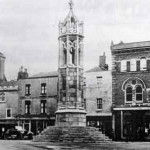 Launceston Town Square in 1925 with Dunns, Robins, Wenmouth, Vennings, Stephens, Giddons and Williams.