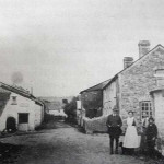 Jack Earle with his hoop along Miss Dennis, Les Rundle and Olive Budge at Trebullett in 1919.