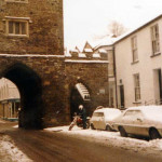 Wintery scene in Southgate Street in the early 1980's.