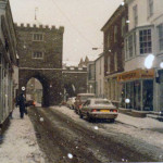 Wintery scene in Southgate Street in the early 1980's.