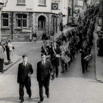 Launceston Boys Brigade march down Race Hill with Eric Chapman. Photo courtesy of Gary Chapman