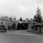 Broads Transit Luton which was blown over in a gale being rescued by Charlie Cottle.