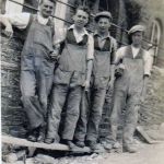 Repairing the wall outside the Police Station in Westgate Street, launceston in the 1940's. 2nd on the right is Walter 'Wat' Hill. Photo courtesy of Colin Hill.Street, Launceston, on the right is Walter 'Wat' Hill. Photo courtesy of Colin Hill.