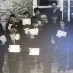 Cycle proficiency passes at Launceston College in 1966 with Mr D. Rowe, Mr Fulford and Mr Greasby.