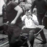 Gerald Smith being pushed by Ray Roberts in a wheelbarrow race during the St. Leonards Water Fair.