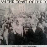 Ian Botham walks through Launceston town centre on his walk from John O' Groats to Lands End charity walk. Cutting courtesy of Viviene May.