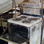 Launceston College Science Block the morning after the fire. Photo courtesy of Keith Yole.