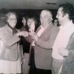 Bert Pike is presented with an award for his help in raising money for the Leukaemia Research. Photo courtesy of Vivien May.