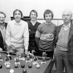 Launceston Liberal Club Snooker team. Dave Tout, Nigel Ryall, Phil Bullock, Andrew Ridgeman, and Frank Mutton.
