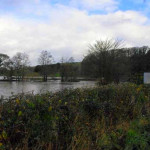 Launceston Rugby Club ground at Polson flooded. Photo courtesy of Julian Astles.