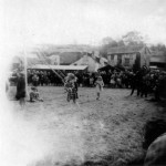 Maypole Dancing by National School Pupils at the field by Town Mills in the 1950's. In the background can be seen 'Tannery Cottage' which fell down. Photo courtesy of Tarry Barriball.