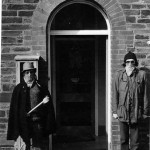 Owen Slater and Roger Hamer outside the Old Launceston Police Station in 1969.