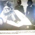 Rennie Holland shows PC's Jim Roberts and John Massey his Sinclair C5 in 1984.