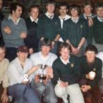 Southgate United presentation evening Back Row Peter Gillbard (President) Steve Furse, Kev Ellacott, Julian Carr, Paddy Sleep, Les Barriball, Nigel Carr, Johnny Matthews (manager), Ernie Willers (Chairman). Photo courtesy of Les Barriball