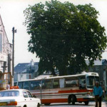 Tilleys coach departing the Old Sheep Market car park in the late 1970's. Photo courtesy of Gary Chapman.