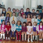 Tregadillet school trip 1957 Plymouth Hoe - Edward Aze, Elaine Aze, Ann Yole, Geraldine Prout, Jean Dingle, Roger Prout, Dabina Taylor abd Doyg Parnell. Photo coutrtesy of Jill Thomas.