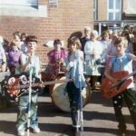 Windmill School pupils impersonating 'The Sweet' at a fete held at the scholl in the 1970's. Trehane James, Roger Hine, Emma Chapman, Jon Cornish and Andy Jones. Photo courtesy of Emma Chapman.