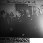 Launceston Mayor Frank Jordan welcomes the Civil Defence Chief to Launceston. Launceston Mayor Frank Jordan welcomes the Civil Defence Chief to Launceston.