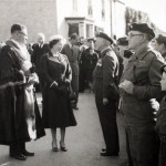Launceston Mayor Cecil Robins and the Queen inspect the A.C.T. May 1956 Launceston Mayor Cecil Robins and the Queen inspect the A.C.T. May 1956