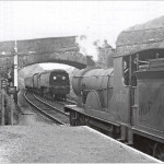 34031 on the down track passing a T9 at Ashwater in 1958 34031 on the down track passing a T9 at Ashwater in 1958