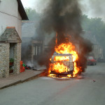 Camper Van Fire at Altarnun, May 26th, 2003. Photo courtesy of Gary Chapman. Camper Van Fire at Altarnun, May 26th, 2003. Photo courtesy of Gary Chapman.