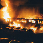 Spry's Garage Fire, February 14th, 1992. Photo courtesy of Gary Chapman.