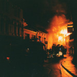 Spry's Garage Fire, February 14th, 1992. Photo courtesy of Gary Chapman.